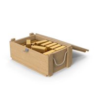 Crate Box And Gold Bars PNG & PSD Images