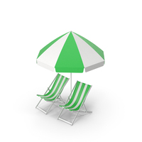 Green Beach Chair And Umbrella PNG & PSD Images
