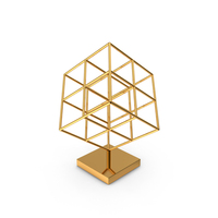 Gold Decorative Wired Cube PNG & PSD Images