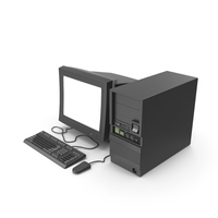 Black Retro Desktop PC With Blank Screen PNG & PSD Images