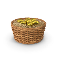 Golden Eggs In Basket PNG & PSD Images