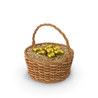 Golden Eggs In Basket PNG & PSD Images