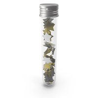 Silver and Gold Stars In A Glass Test Tube PNG & PSD Images