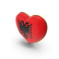 Albania Country Flag In Heart With Golden Frame PNG & PSD Images