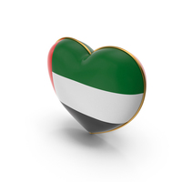 Arab Emirates Country Flag In Heart With Golden Frame PNG & PSD Images