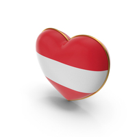 Austria Country Flag In Heart With Golden Frame PNG & PSD Images