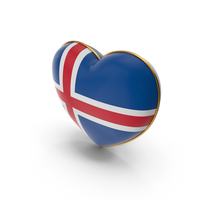 Iceland Country Flag In Heart With Golden Frame PNG & PSD Images