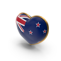 New Zealand Country Flag In Heart With Golden Frame PNG & PSD Images
