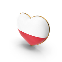 Poland Country Flag In Heart Golden Frame PNG & PSD Images