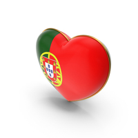 Portugal Country Flag In Heart With Golden Frame PNG & PSD Images