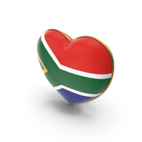 South Africa Country Flag In Heart With Golden Frame PNG & PSD Images