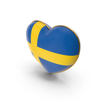 Sweden Country Flag In Heart With Golden Frame PNG & PSD Images