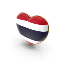 Thailand Country Flag In Golden Frame Heart PNG & PSD Images