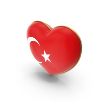 Turkey Country Flag In Heart Golden Frame PNG & PSD Images