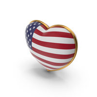 United States Country Flag In Heart Golden Frame PNG & PSD Images