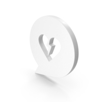 Breakup Broken Heart Icon White PNG & PSD Images