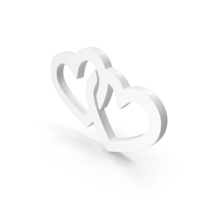 Couple Hearts Two Love Heart Icon White PNG & PSD Images