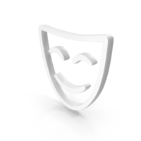 Out Line Comedy Theatrical Smile Mask Icon White PNG & PSD Images