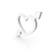 White Cupid Heart Arrow Outline Icon PNG & PSD Images
