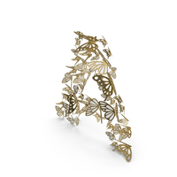 Gold Butterfly Letter A PNG & PSD Images