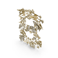 Gold Butterfly Letter B PNG & PSD Images