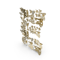 Gold Butterfly Letter E PNG & PSD Images