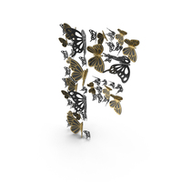 Black Butterfly Letter F PNG & PSD Images