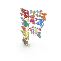 Colorful Butterfly Letter F PNG & PSD Images