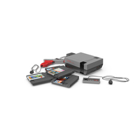 Nintendo Entertainment NES Console Controllers And Cartridges PNG & PSD Images