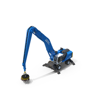 Terex Fuchs MHL360 Material Handler With Magnet Crane PNG & PSD Images