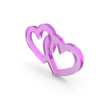 Couple Hearts Two Love Heart Icon Glass PNG & PSD Images