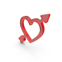 Out Line Cupid Heart Arrow Icon Glass PNG & PSD Images