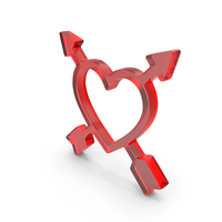 Glass Cupid Heart Arrows Outline Icon PNG & PSD Images