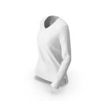 White Female V Neck Sweatshirt PNG & PSD Images