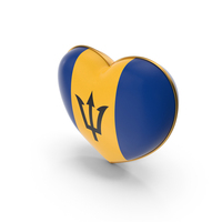 Barbados Country Flag In Heart Golden Frame PNG & PSD Images