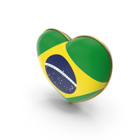 Brazil Country Flag In Golden Frame Heart PNG & PSD Images