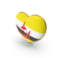 Brunei Country Flag In Heart Golden Frame PNG & PSD Images