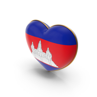 Cambodia Country Flag In Heart Golden Frame PNG & PSD Images