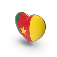 Cameroon Country Flag In Heart Golden Frame PNG & PSD Images