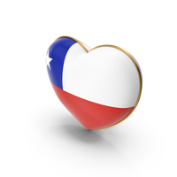 Chile Country Flag In Heart Golden Frame PNG & PSD Images