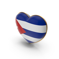 Cuba Country Flag In Heart Golden Frame PNG & PSD Images