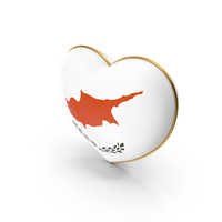 Cyprus Country Flag In Golden Frame Heart PNG & PSD Images