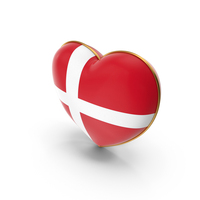 Denmark Country Flag In Heart Golden Frame PNG & PSD Images