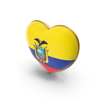 Ecuador Colombia Country Flag In Heart Golden Frame PNG & PSD Images