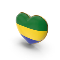 Gabon Country Flag In Heart Golden Frame PNG & PSD Images
