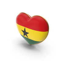 Ghana Country Flag In Heart Golden Frame PNG & PSD Images