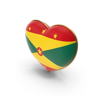 Grenada Country Flag In Heart Golden Frame PNG & PSD Images