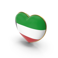 Kuwait Country Flag In Heart Golden Frame PNG & PSD Images