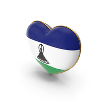 Lesotho Country Flag In Heart Golden Frame PNG & PSD Images