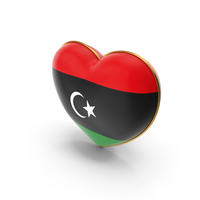 Libya Country Flag In Heart Golden Frame PNG & PSD Images